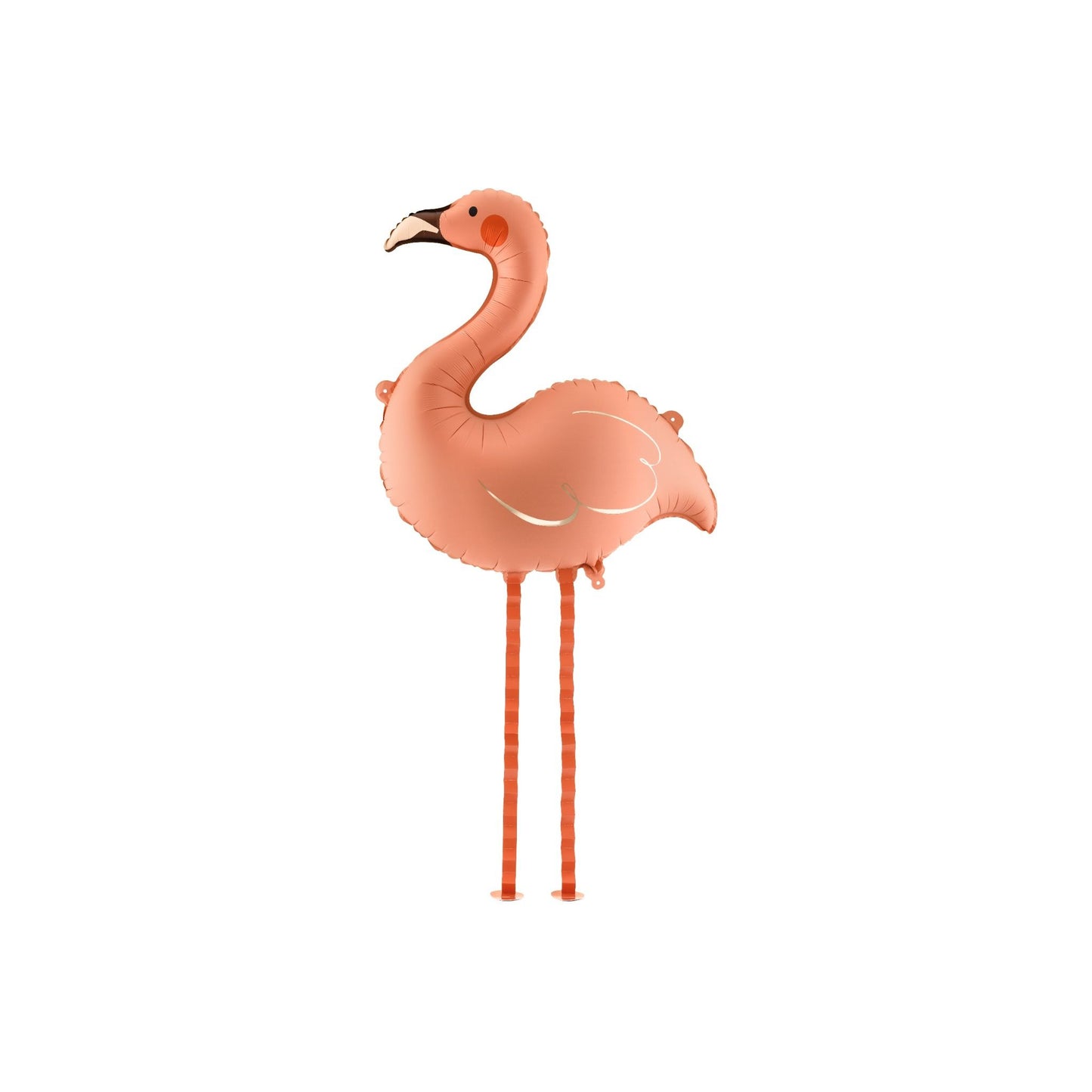Pink flamingo-shaped balloon on a white background