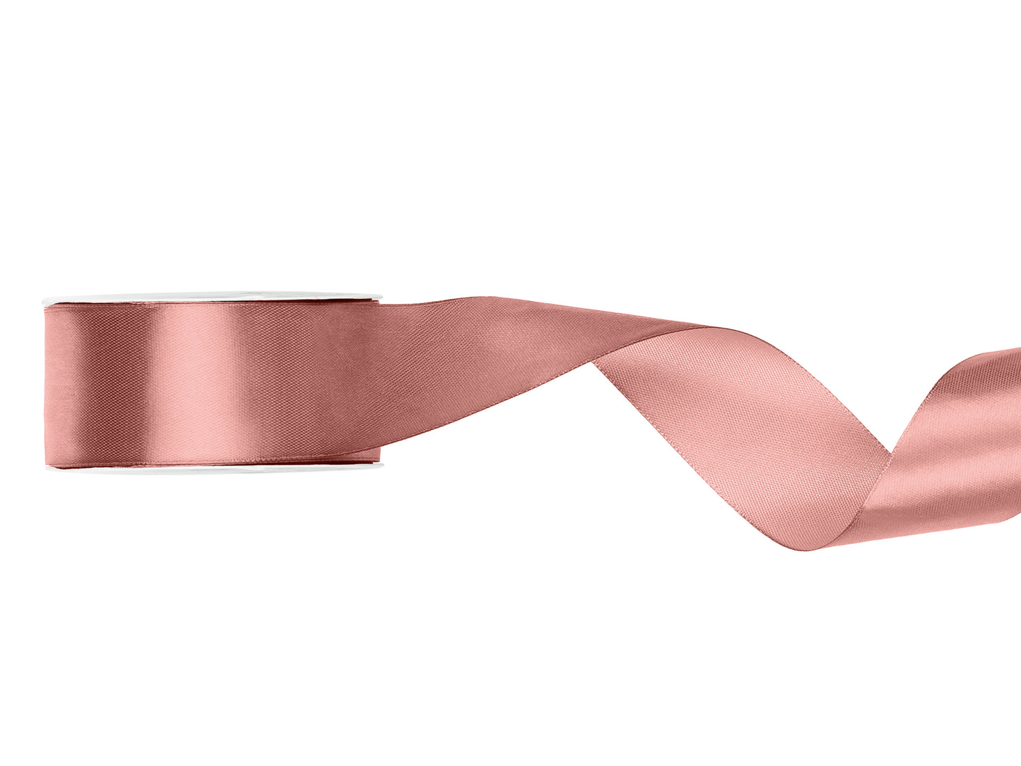 Rose gold ribbon on a white background