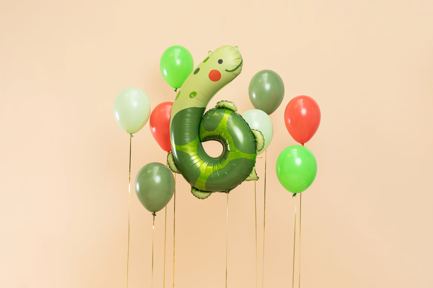 Turtle-shaped number 6 foil balloon with cute jungle design