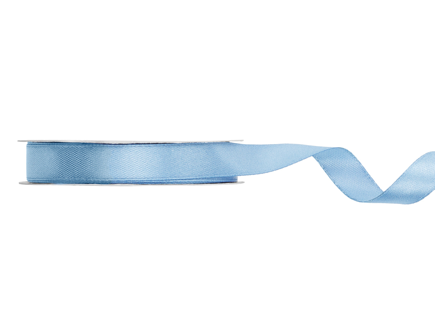 misty blue satin ribbon on a white background