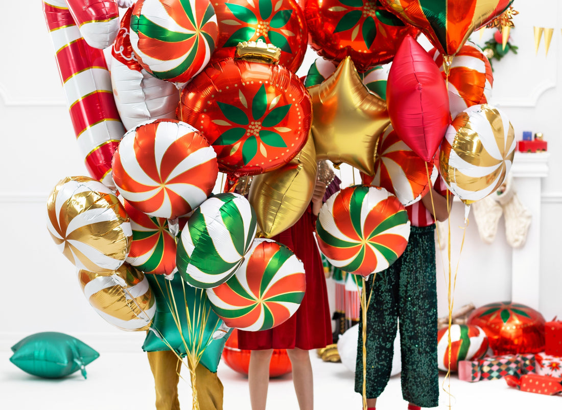 Christmas Balloon Decorations: Red & Green Shades with a Touch of Gold and Silver