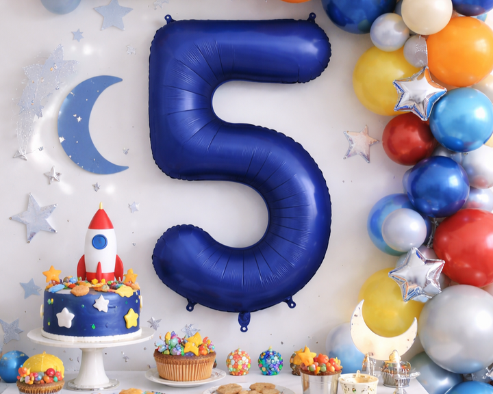 Navy Blue Number Balloon – Deep, Cosmic, Timeless