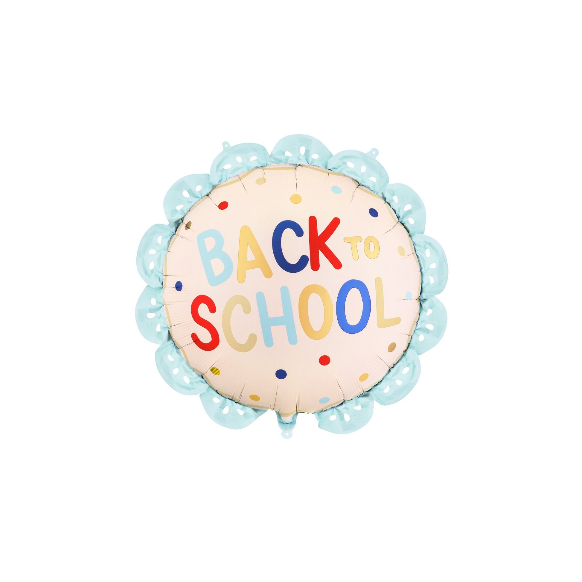 Round balloon with 'Back to School' text on a white background