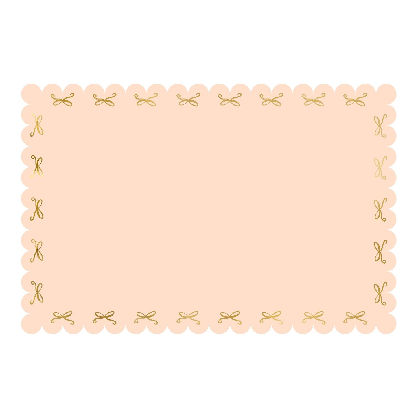 Beige placemat with decorative gold border on a white background