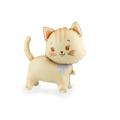 Cat-shaped balloon with a bow tie on a white background