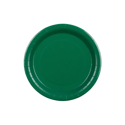 Green paper plate on a white background