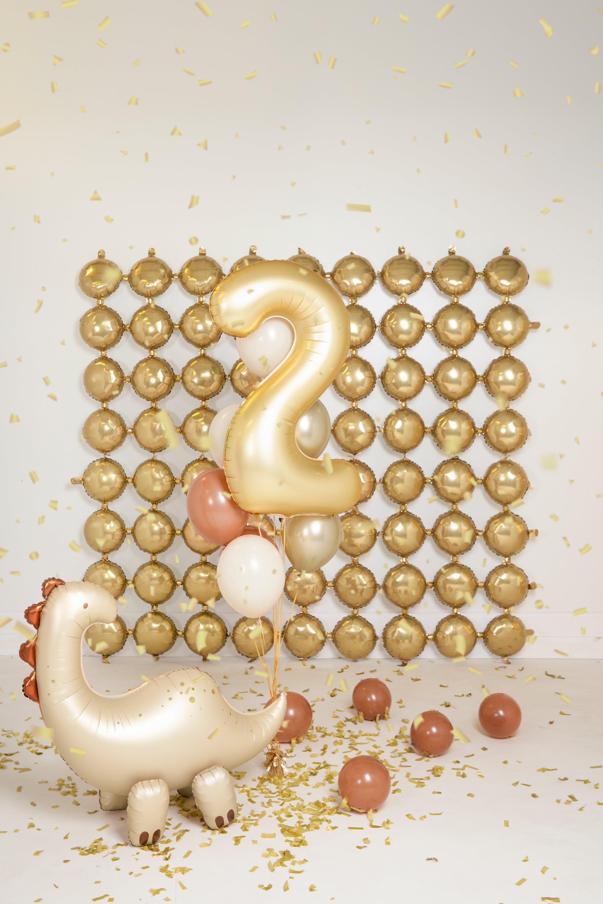 Beige Brontosaurus foil balloon for dinosaur birthday party decor