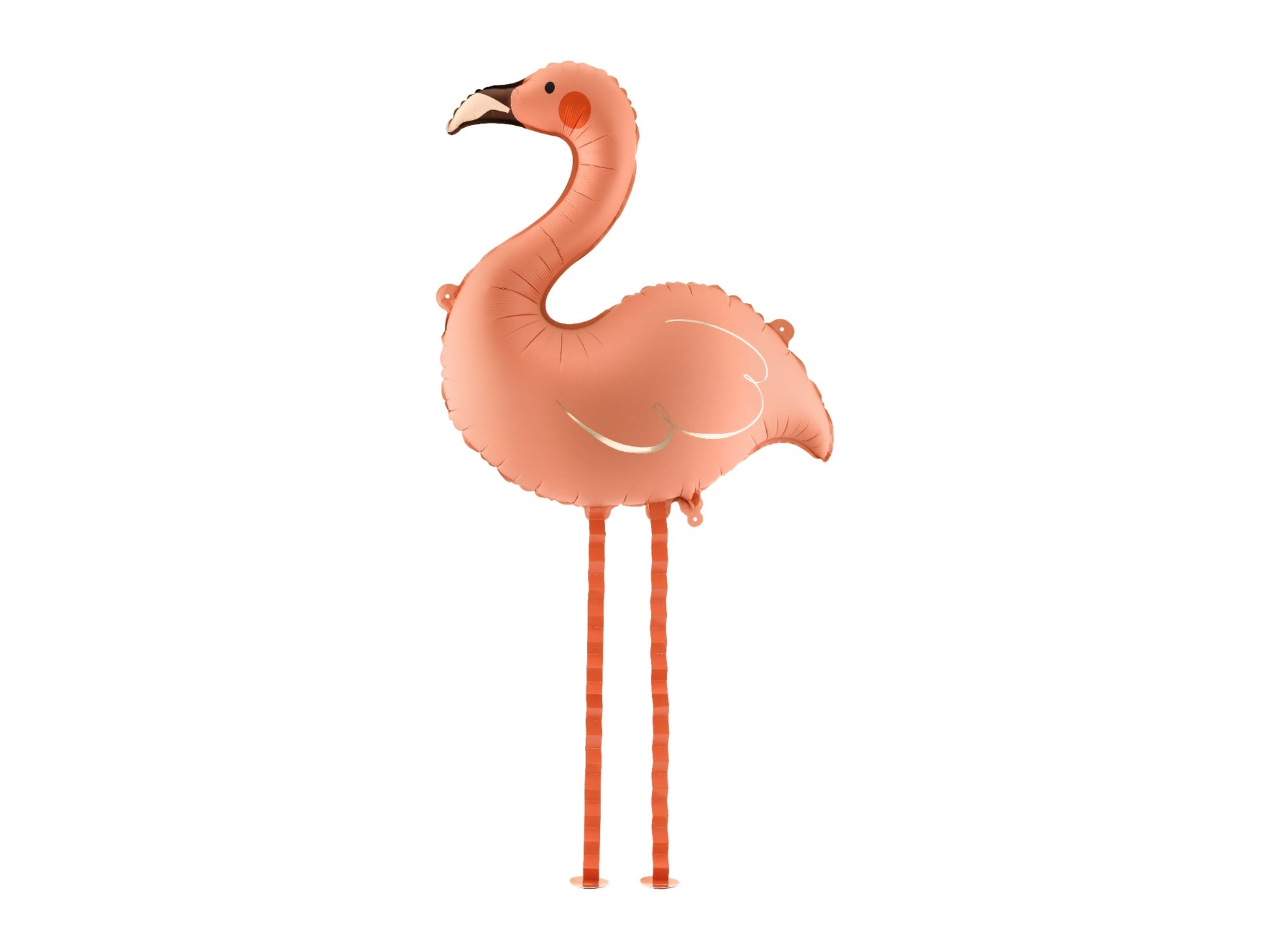 Pink flamingo-shaped balloon on a white background