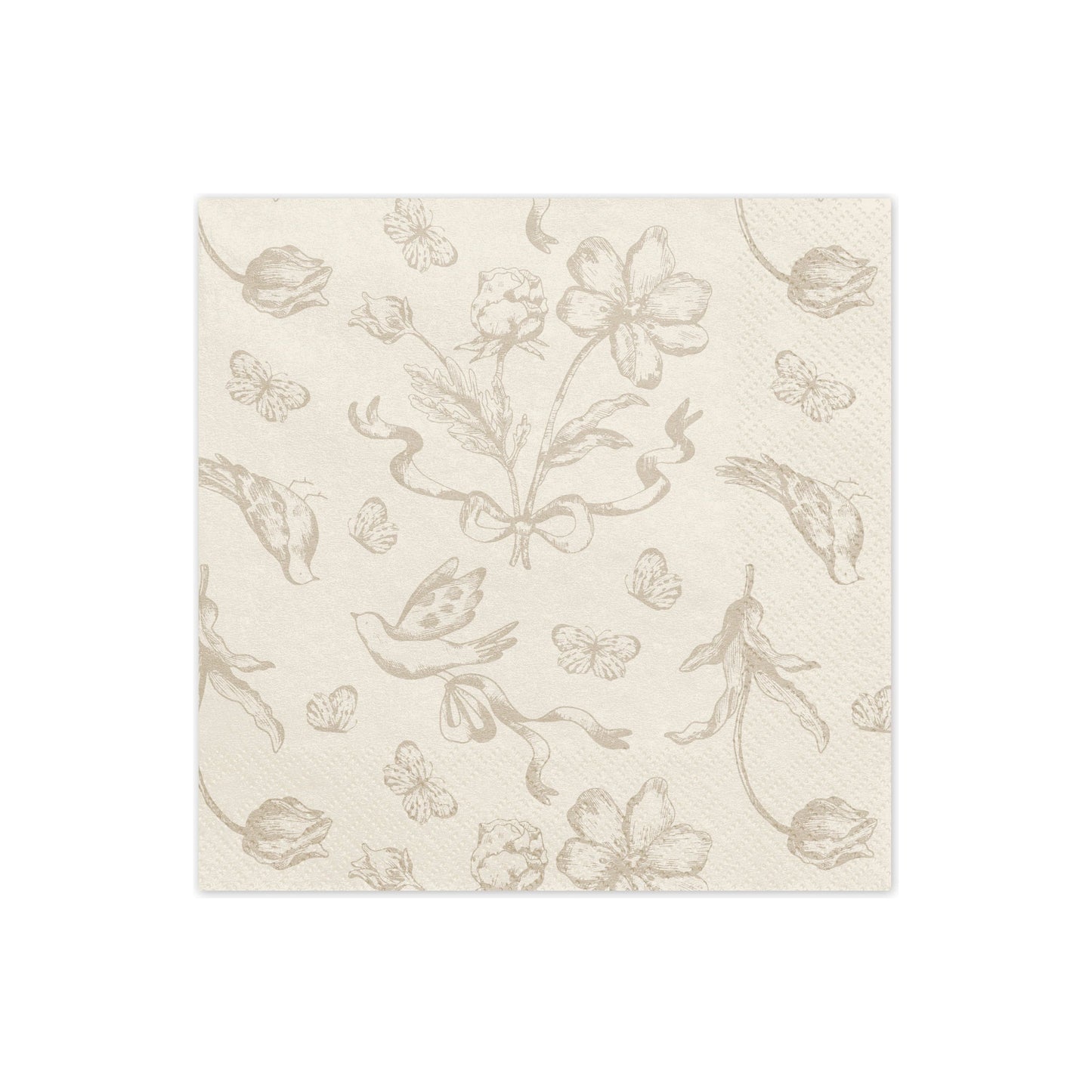 Decorative napkins with floral and butterfly pattern on a white background