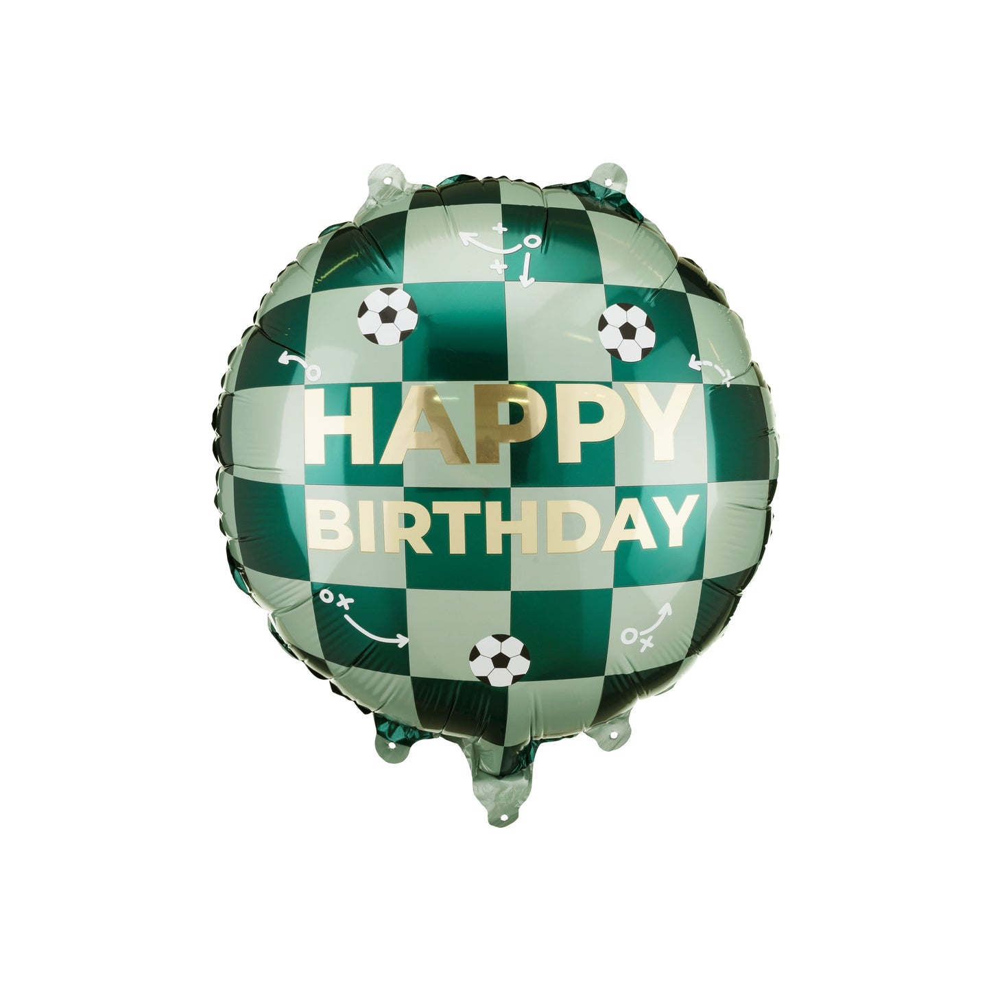 Green checkered balloon with 'Happy Birthday' text on a white background