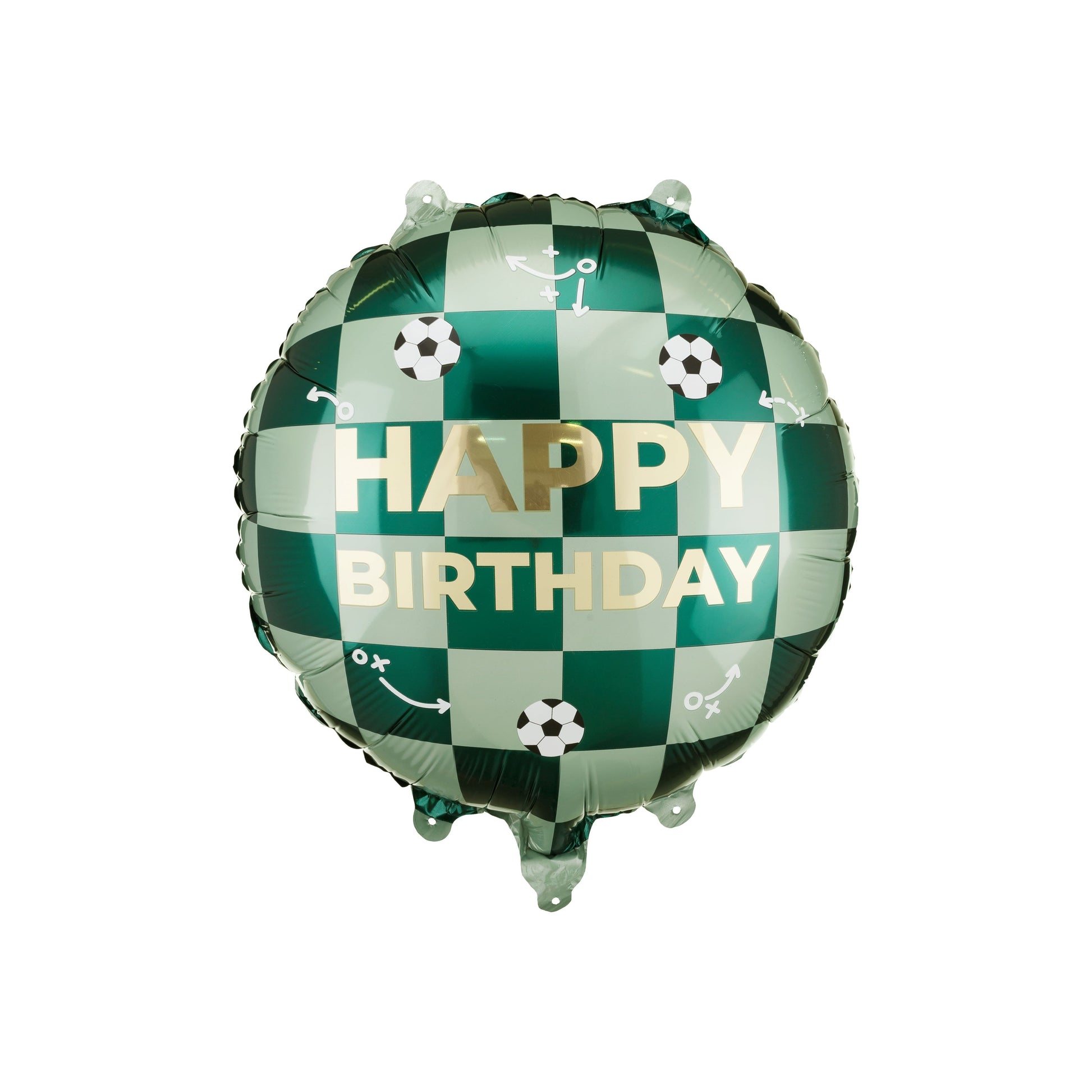 Green checkered balloon with 'Happy Birthday' text on a white background