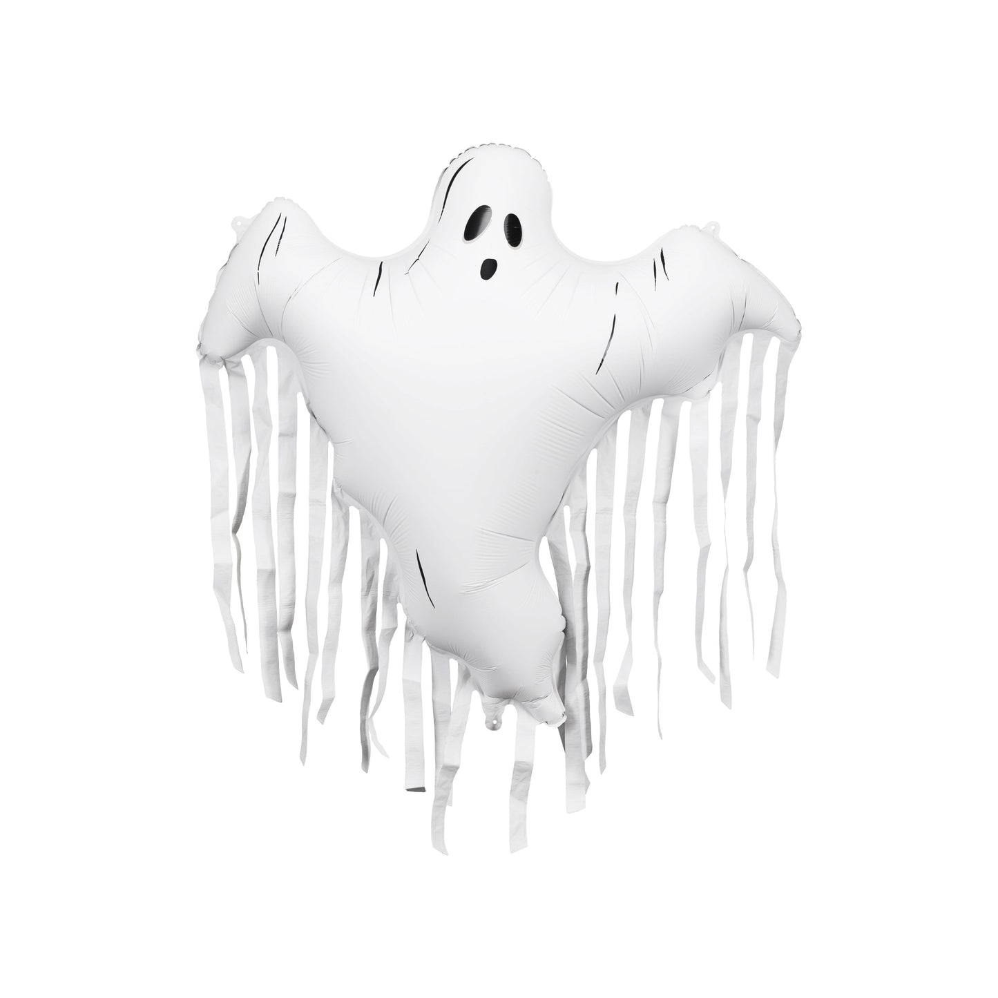 White ghost balloon with string on a white background