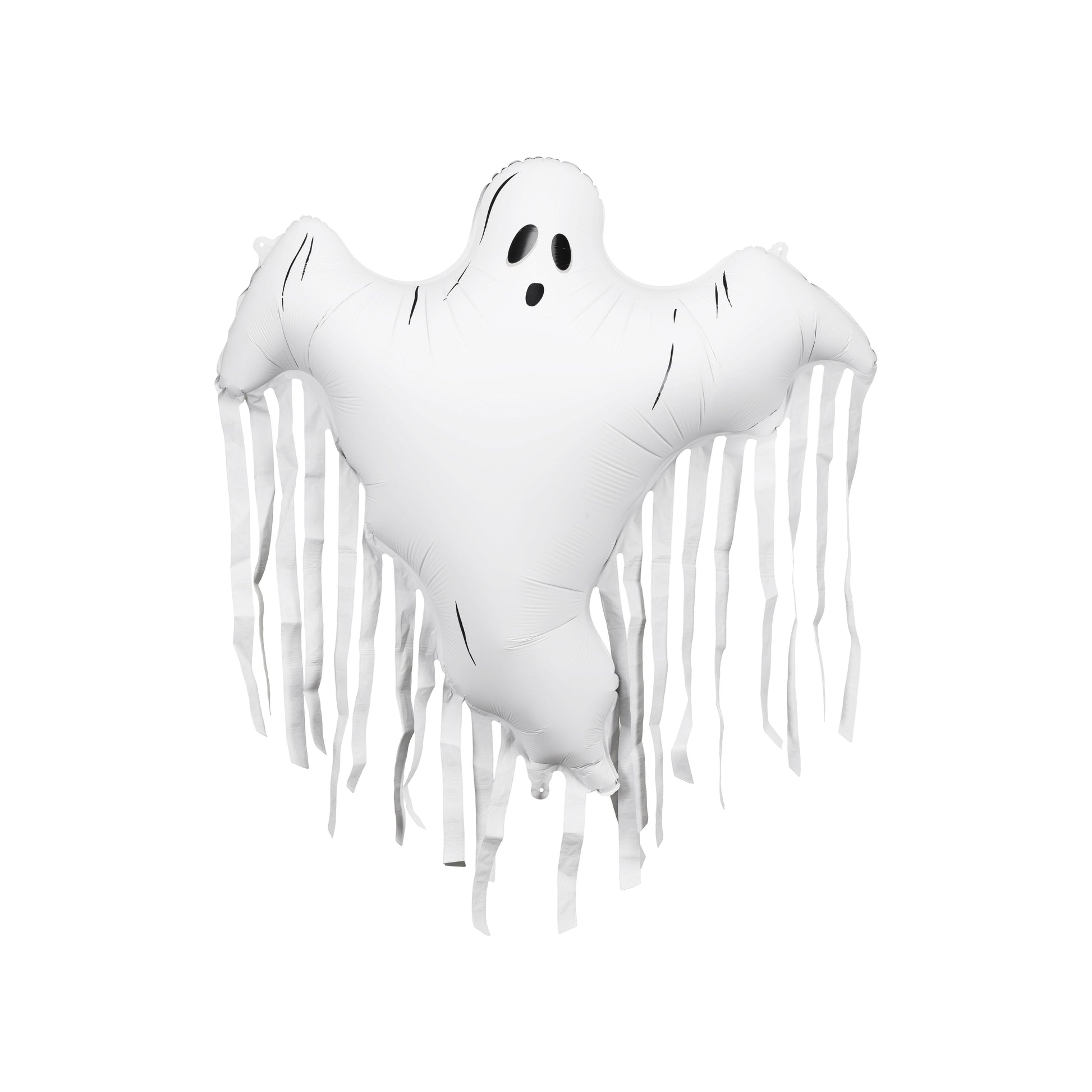 White ghost balloon with string on a white background