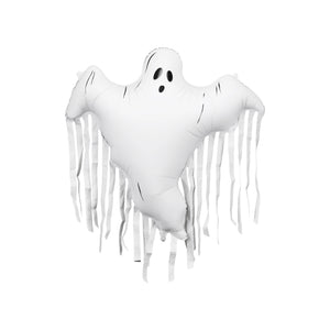 White ghost balloon with string on a white background
