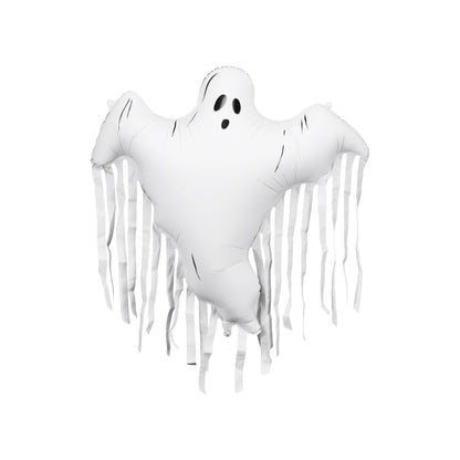 White ghost balloon with string on a white background