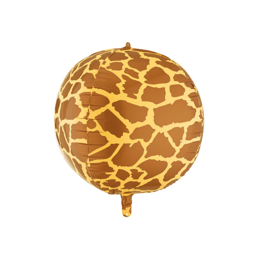 Giraffe-patterned balloon on a white background