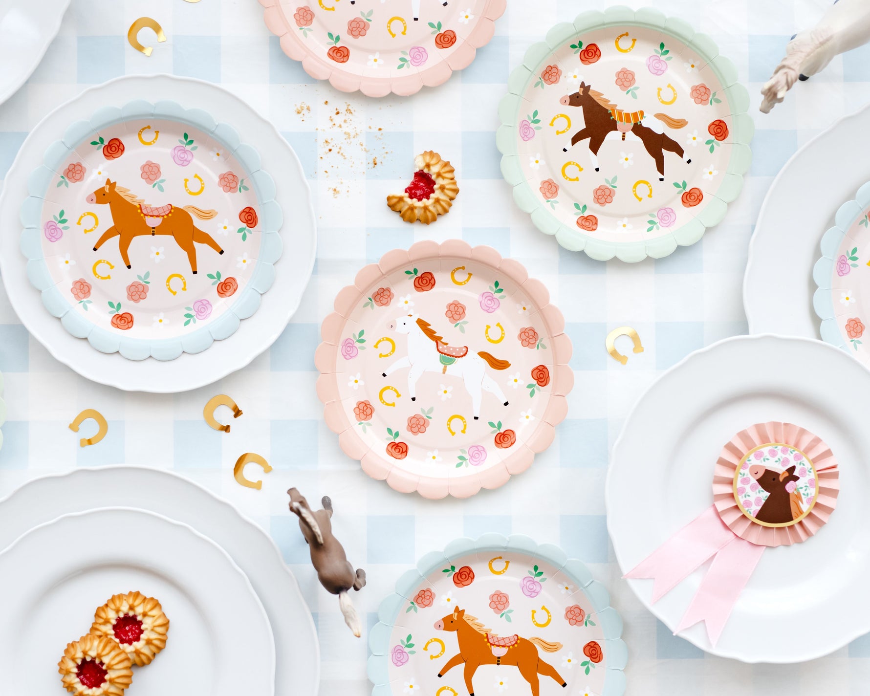 Decorative plates with horse illustrations