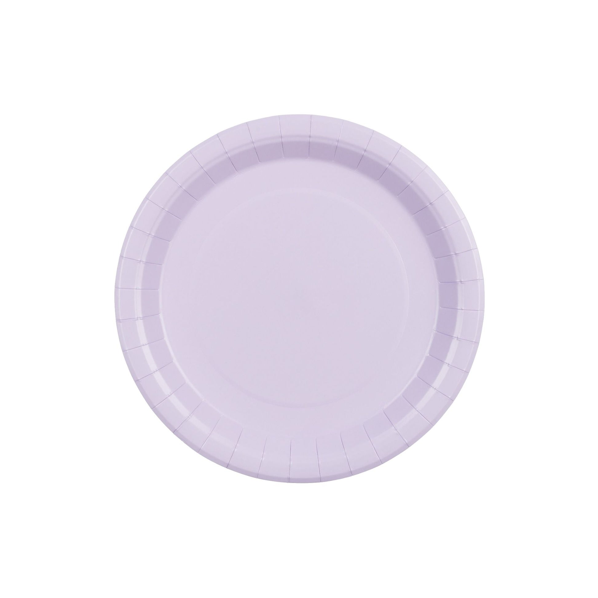 Lavender paper plate on a white background