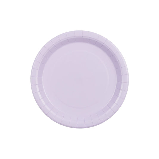 Lavender paper plate on a white background