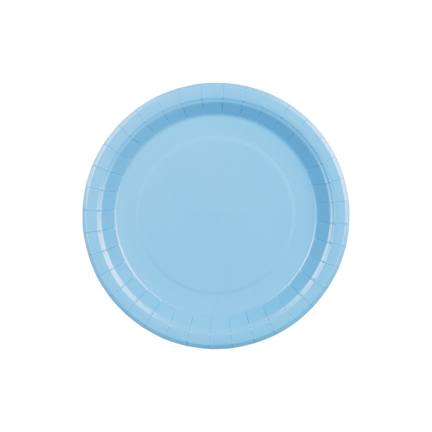 Light blue paper plate on a white background