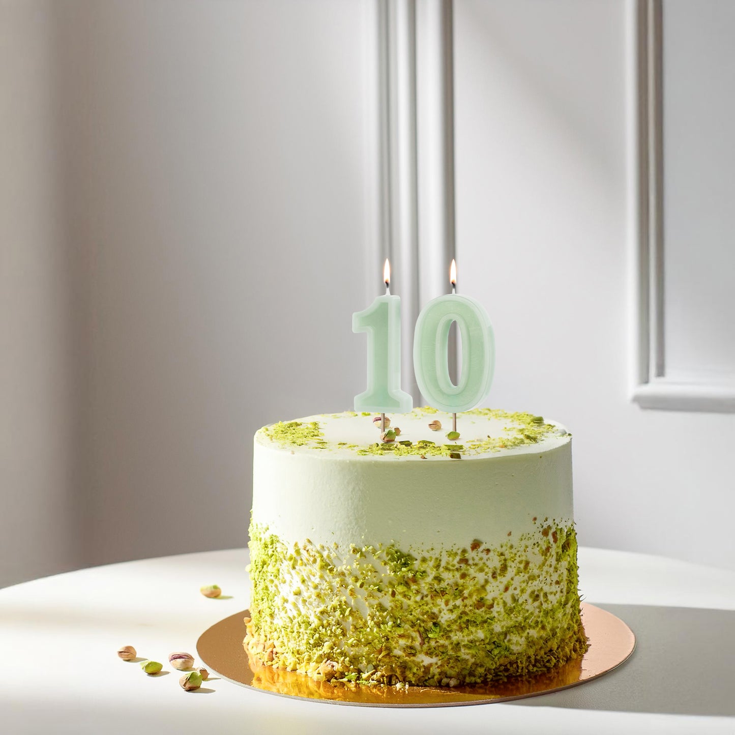 Light Green Birthday Candle number 0