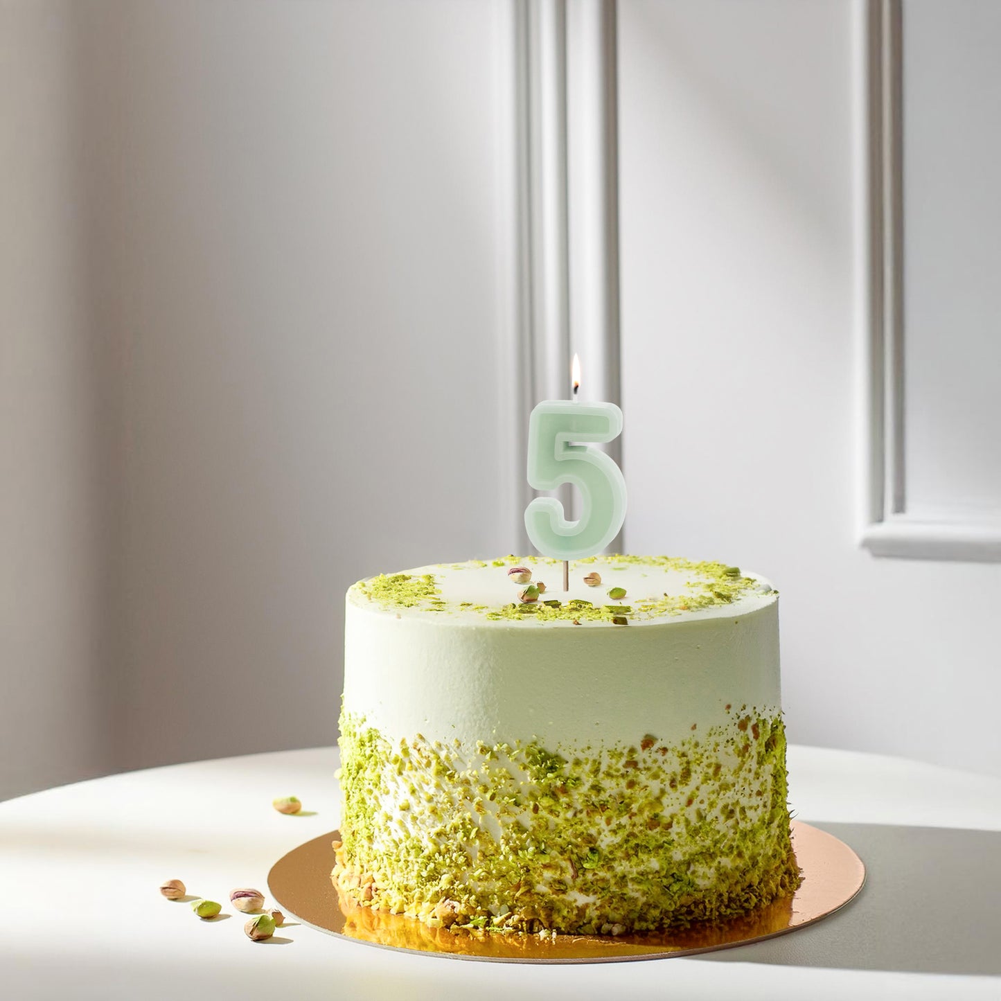 Light Green Birthday Candle number 5
