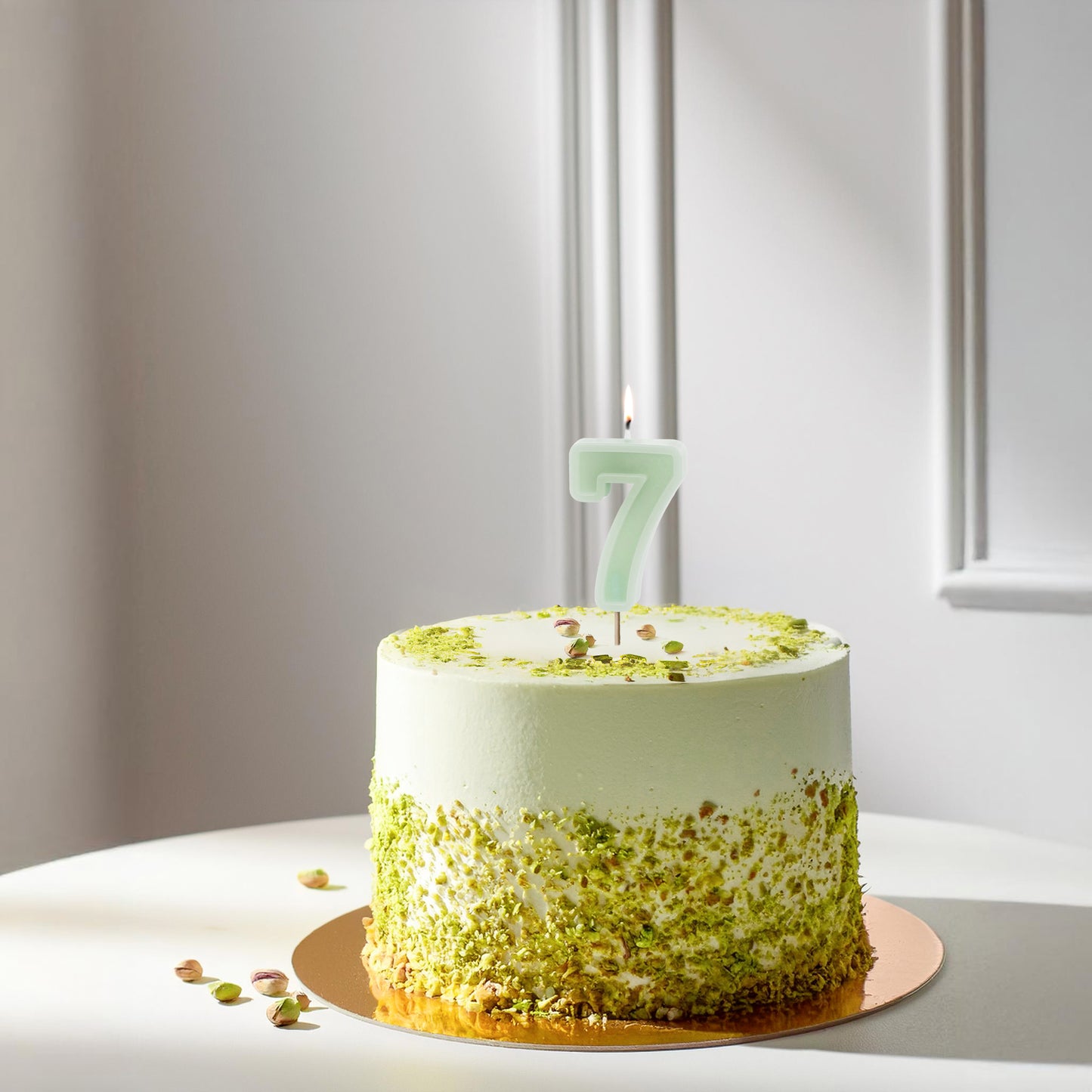 Light Green Birthday Candle number 7