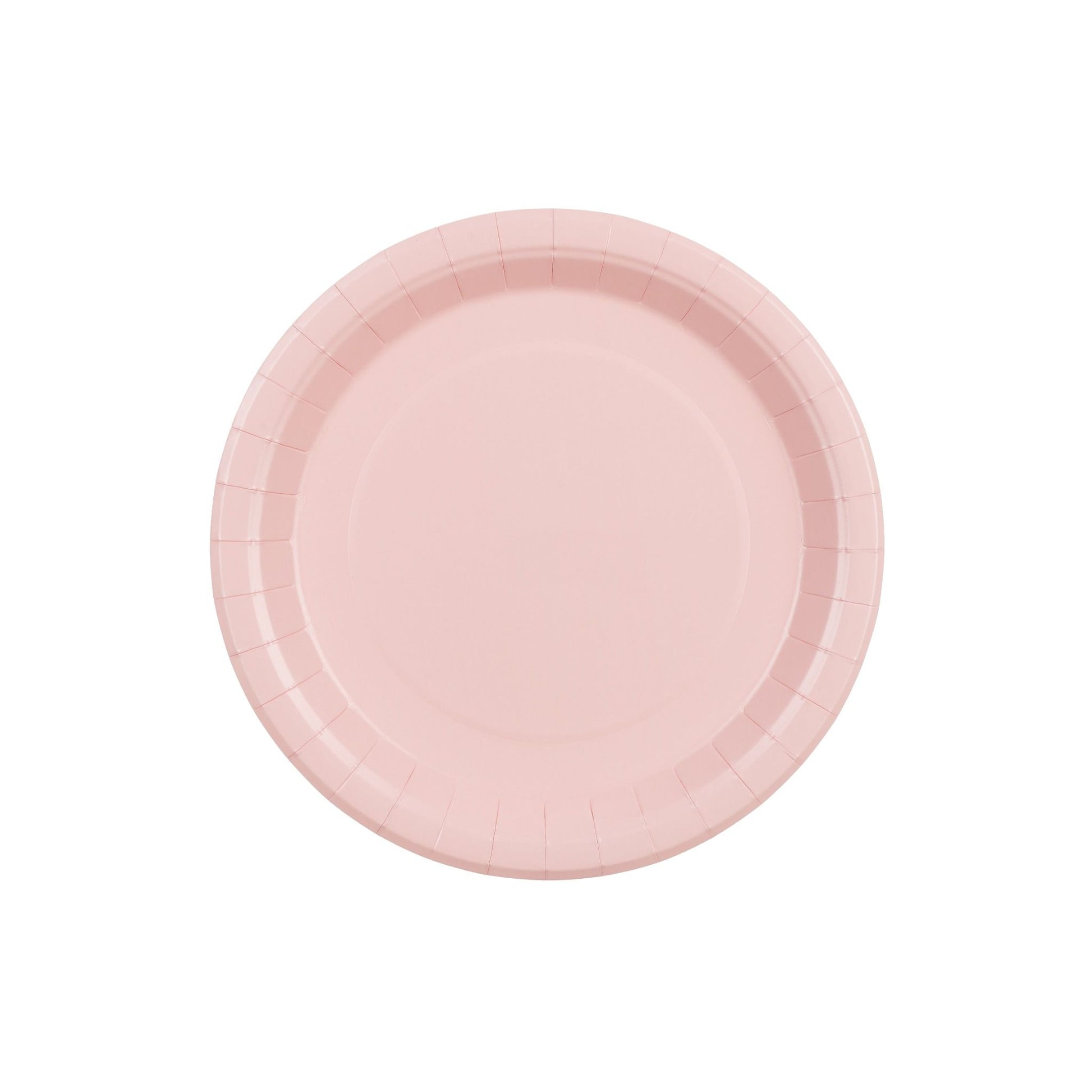 Pink paper plate on a white background