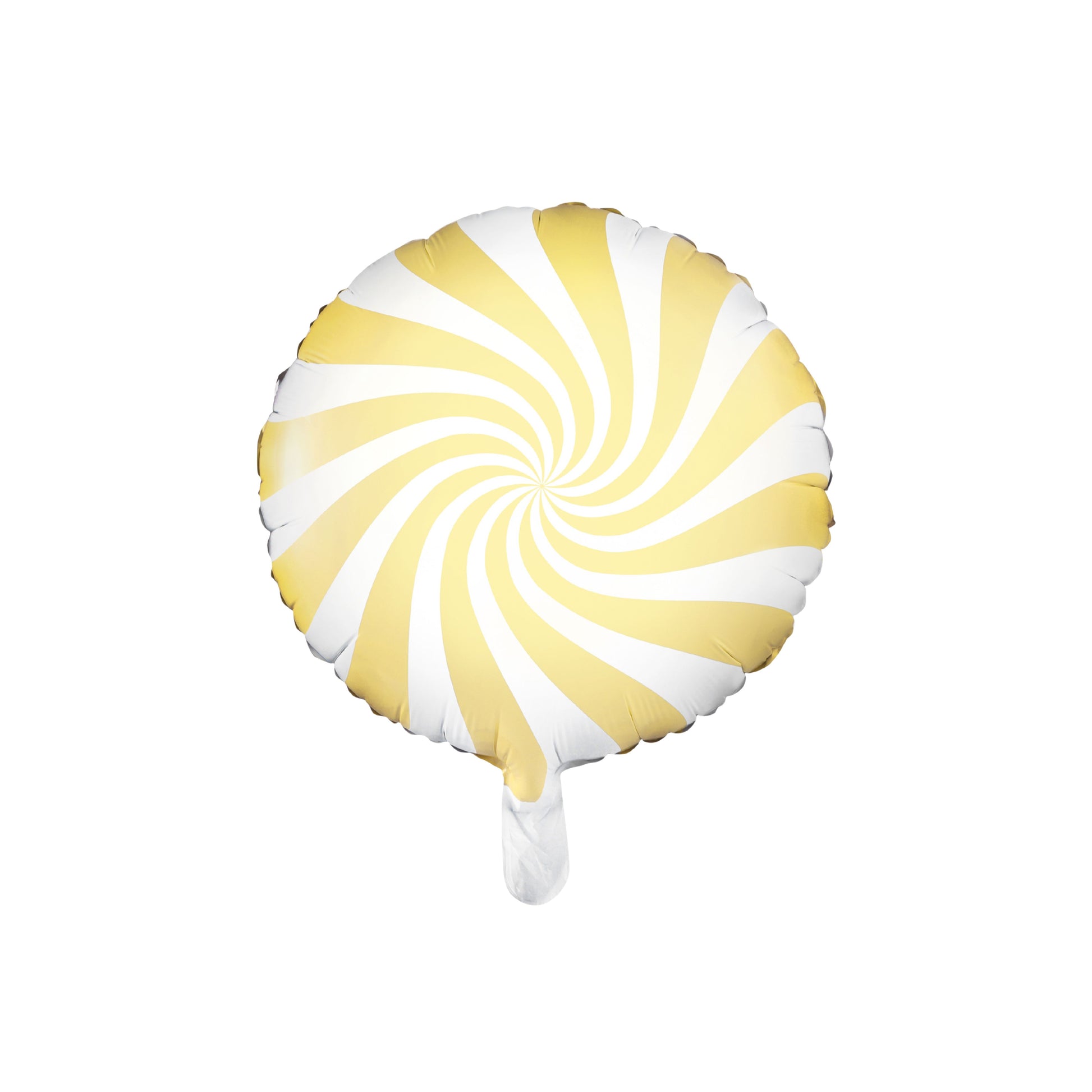candy balloon with yellow and white spiral pattern on a white background