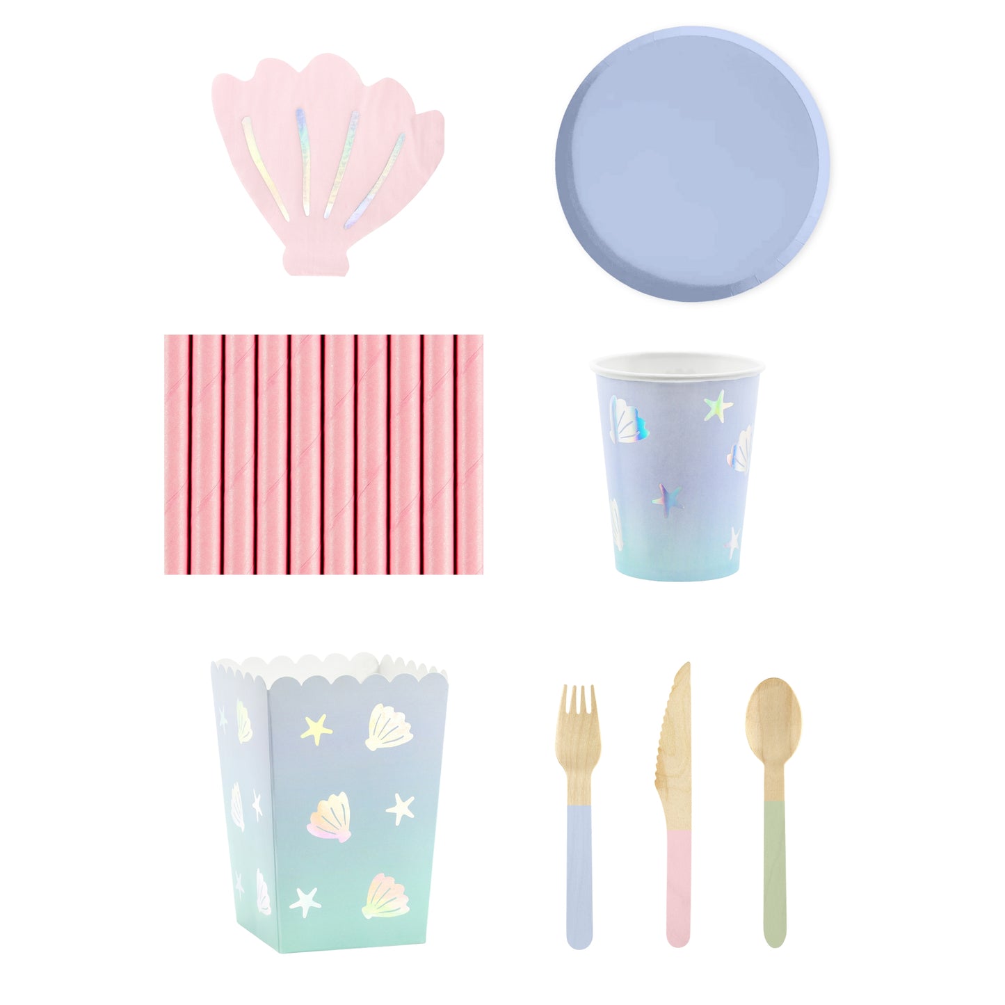 Mermaid themed party set with tableware