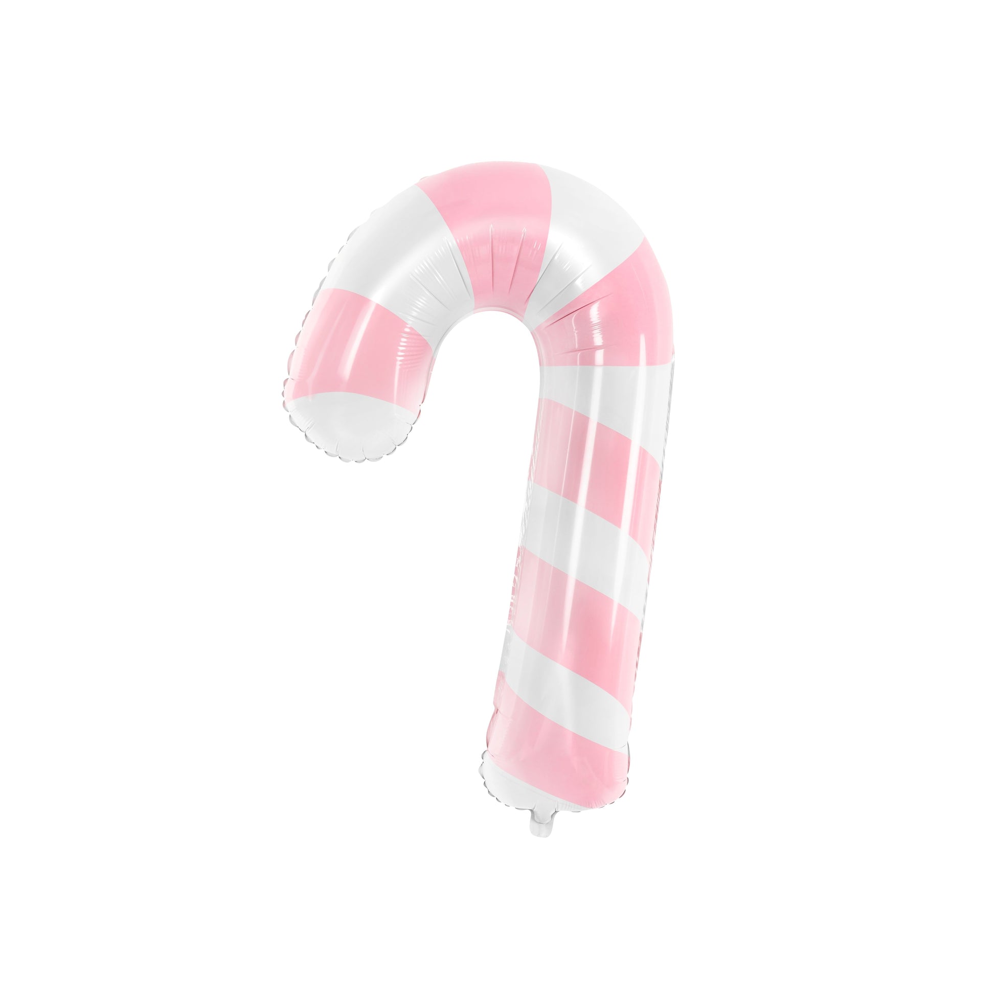 Inflatable candy cane shaped like a pool noodle on a white background