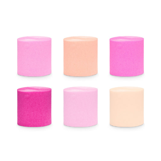 Pink Crepe Paper Streamers Set - 6 pcs