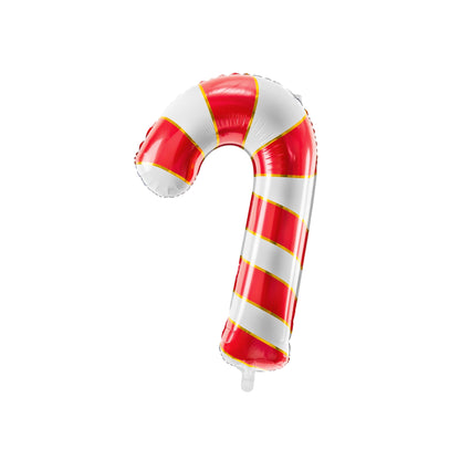 Inflatable candy cane with red and white stripes on a white background