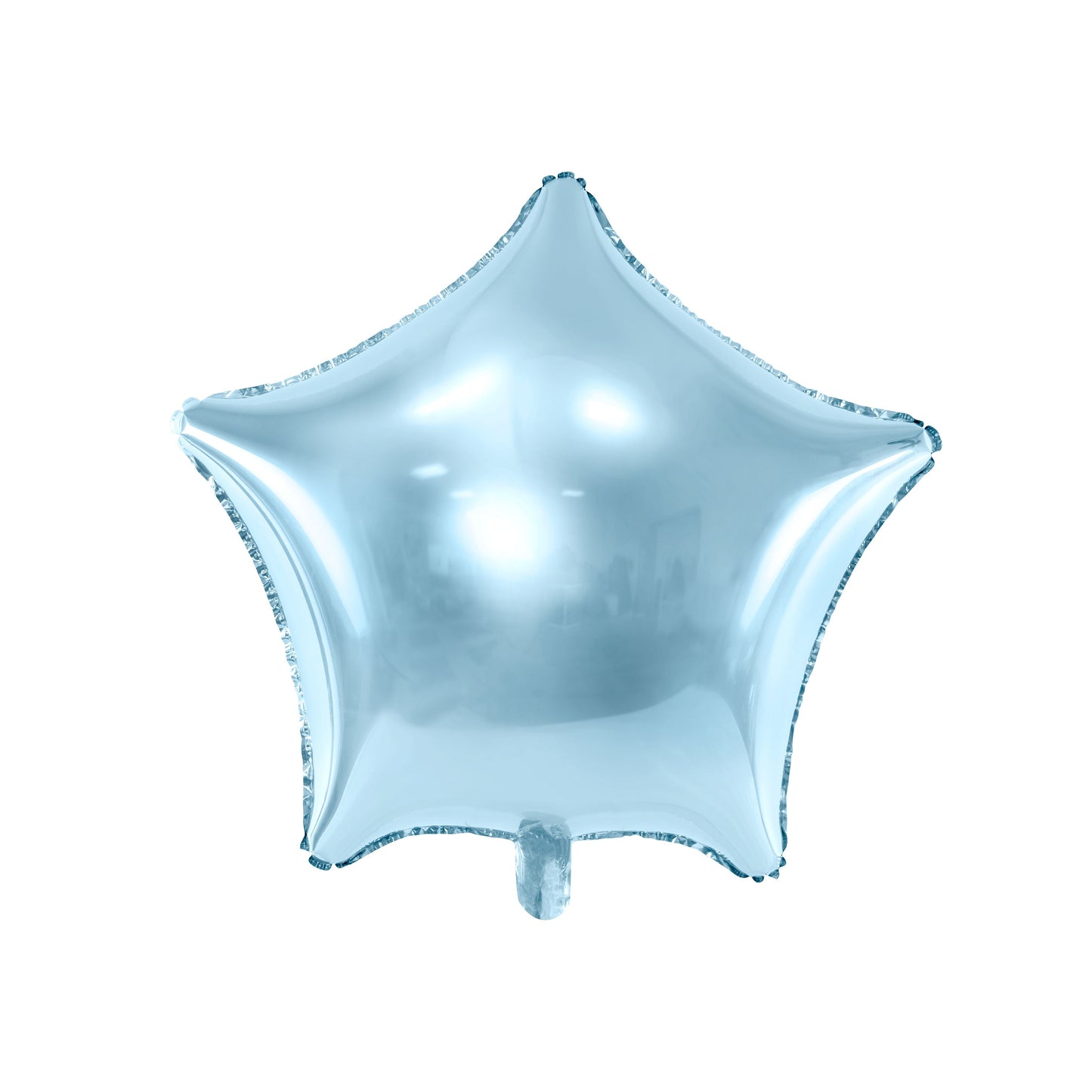 Blue star-shaped balloon on a white background