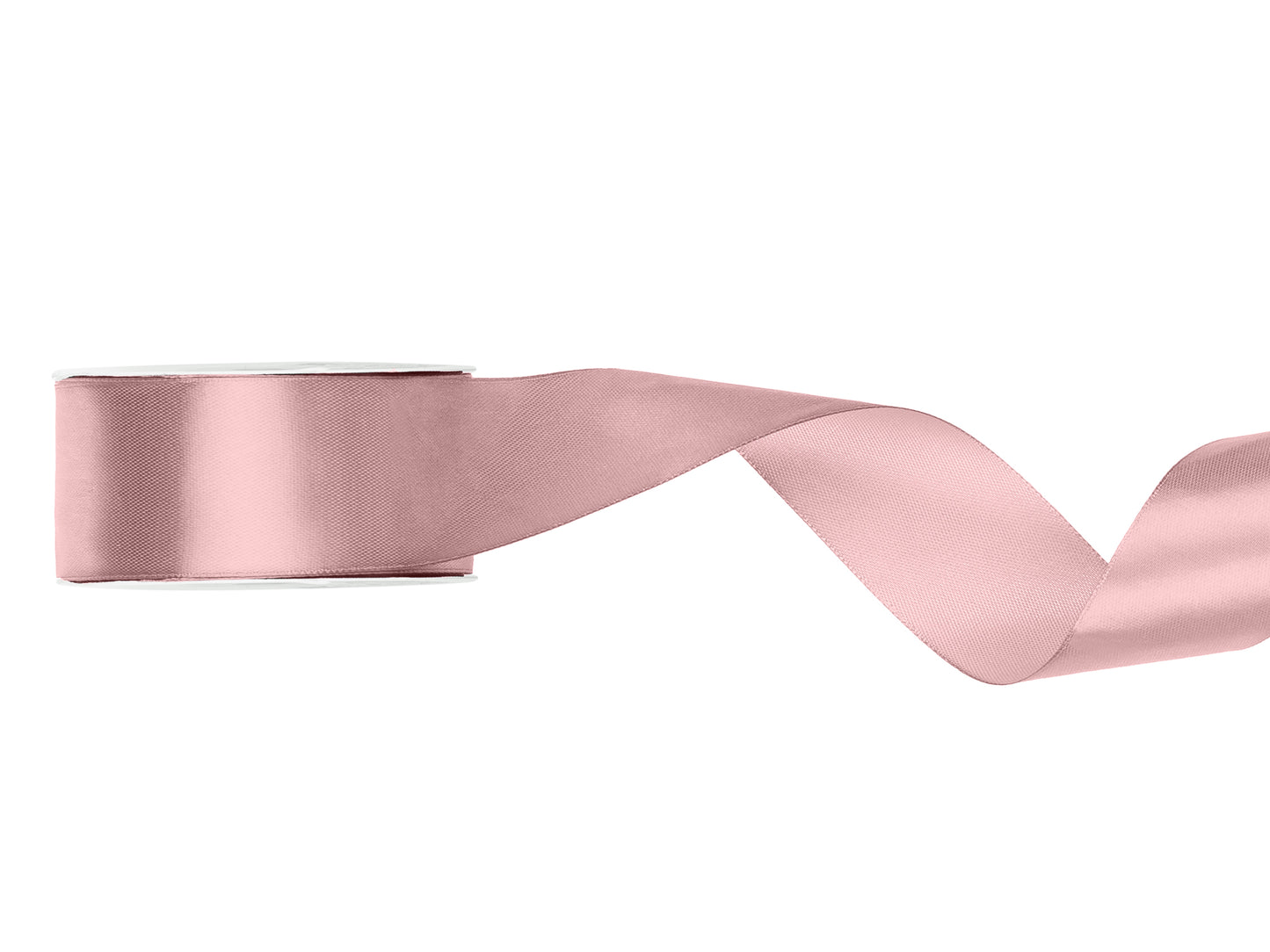 Pink satin ribbon on a white background