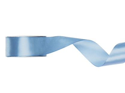 Blue satin ribbon on a white background