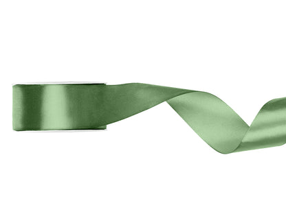 Green satin ribbon on a white background