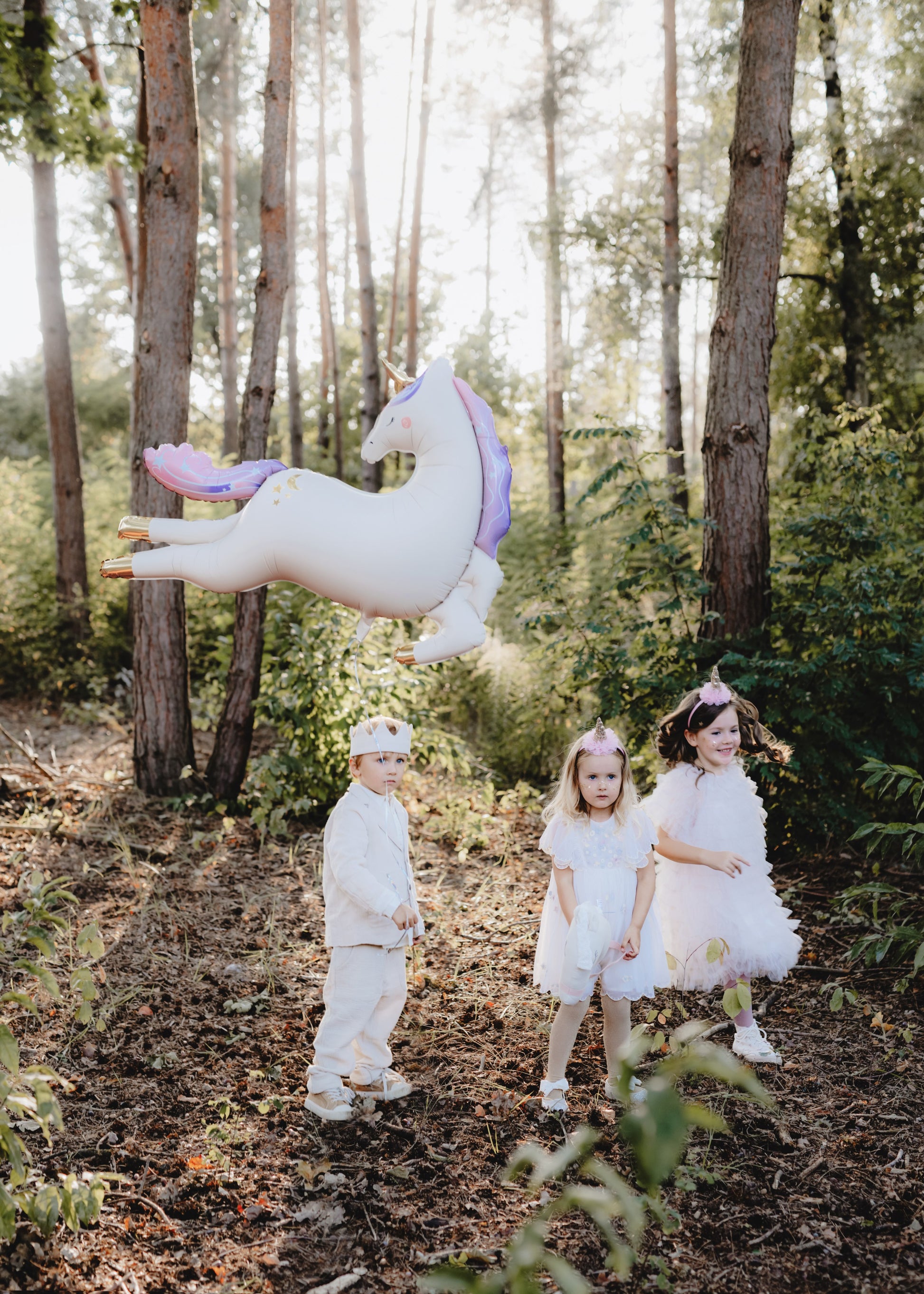Unicorn foil balloon with crescent moon and stars – whimsical party decoration