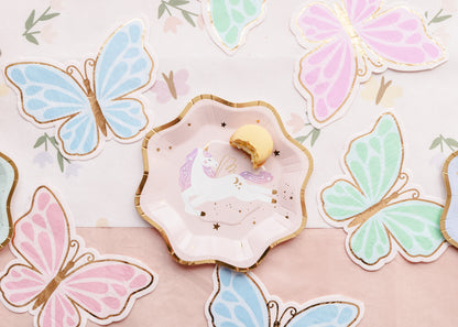 Butterfly-shaped napkins in pastel colors – magical unicorn-themed party decor