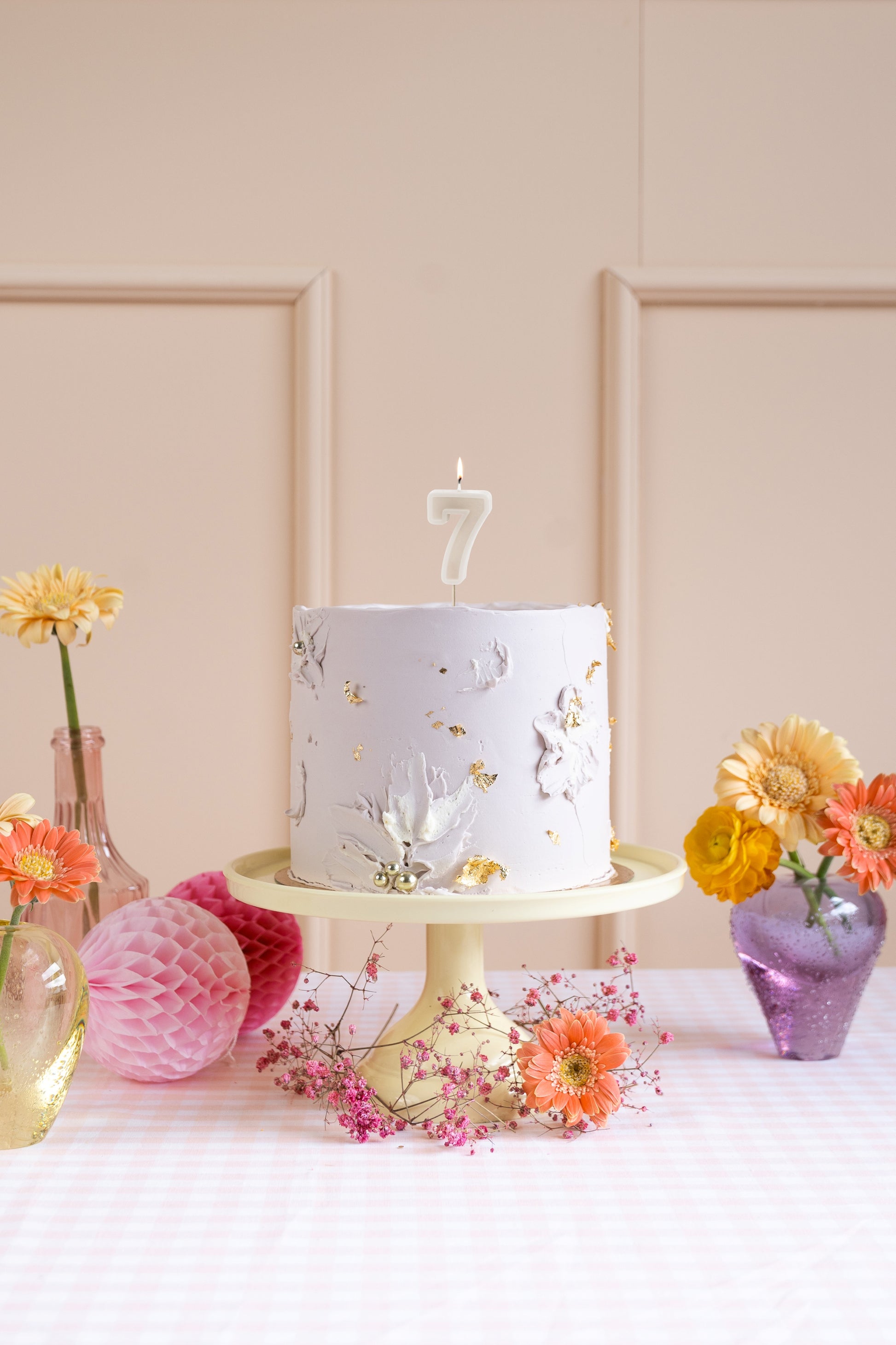 Warm Grey Birthday Candle number 7