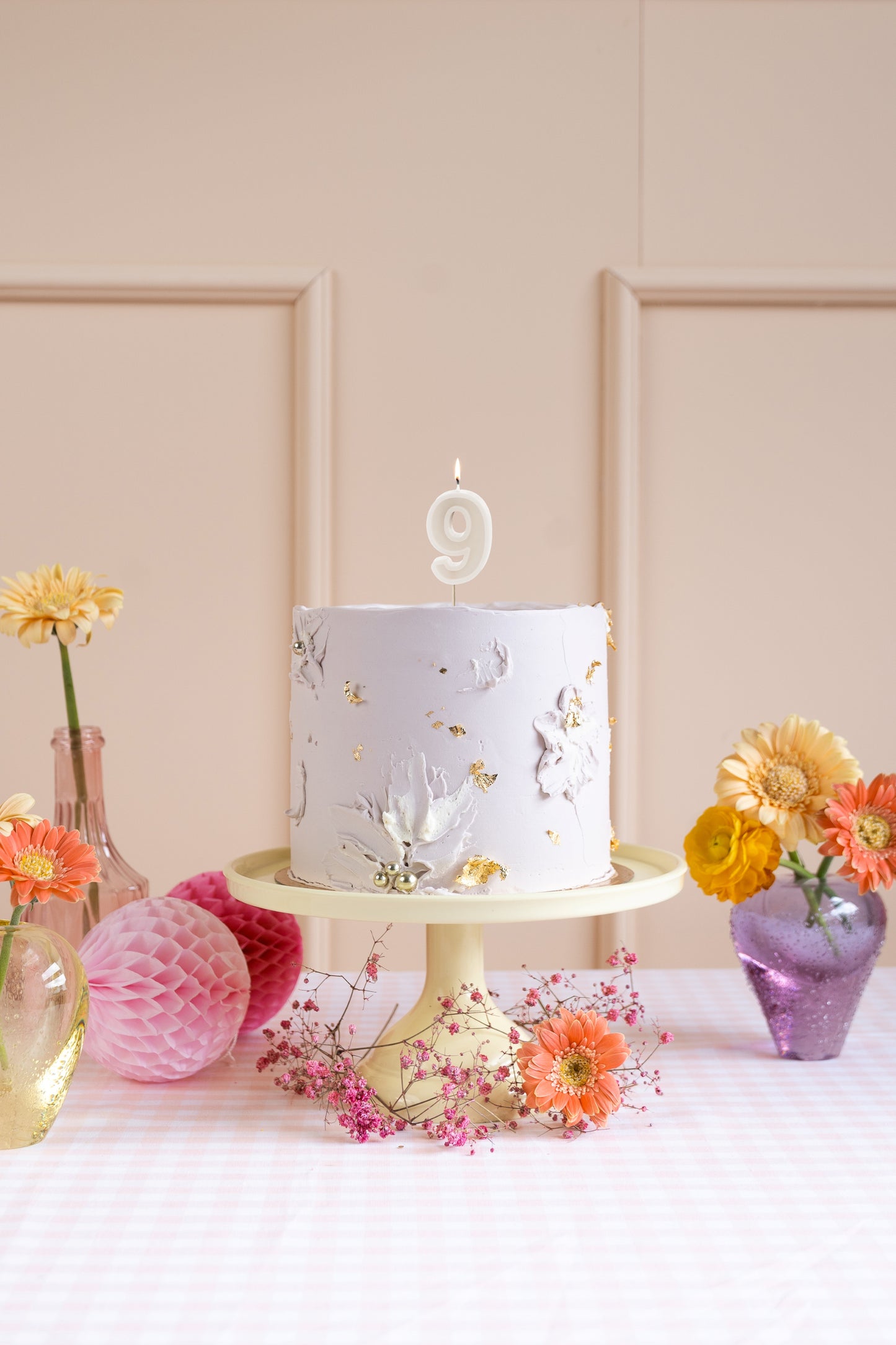 Warm Grey Birthday Candle number 9