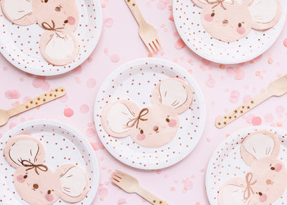 Pink mouse-shaped paper napkins – cute table accessory for Welcome to the World baby shower
