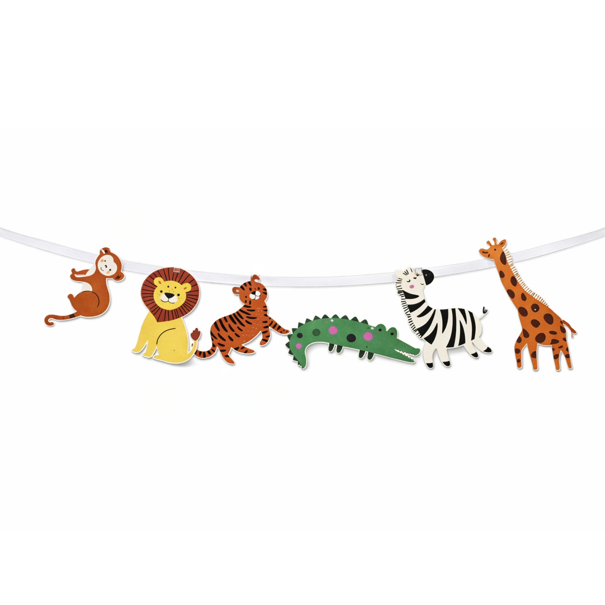 Decorative banner with cartoon animals on a white background