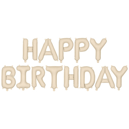 Beige Happy Birthday Foil Balloon