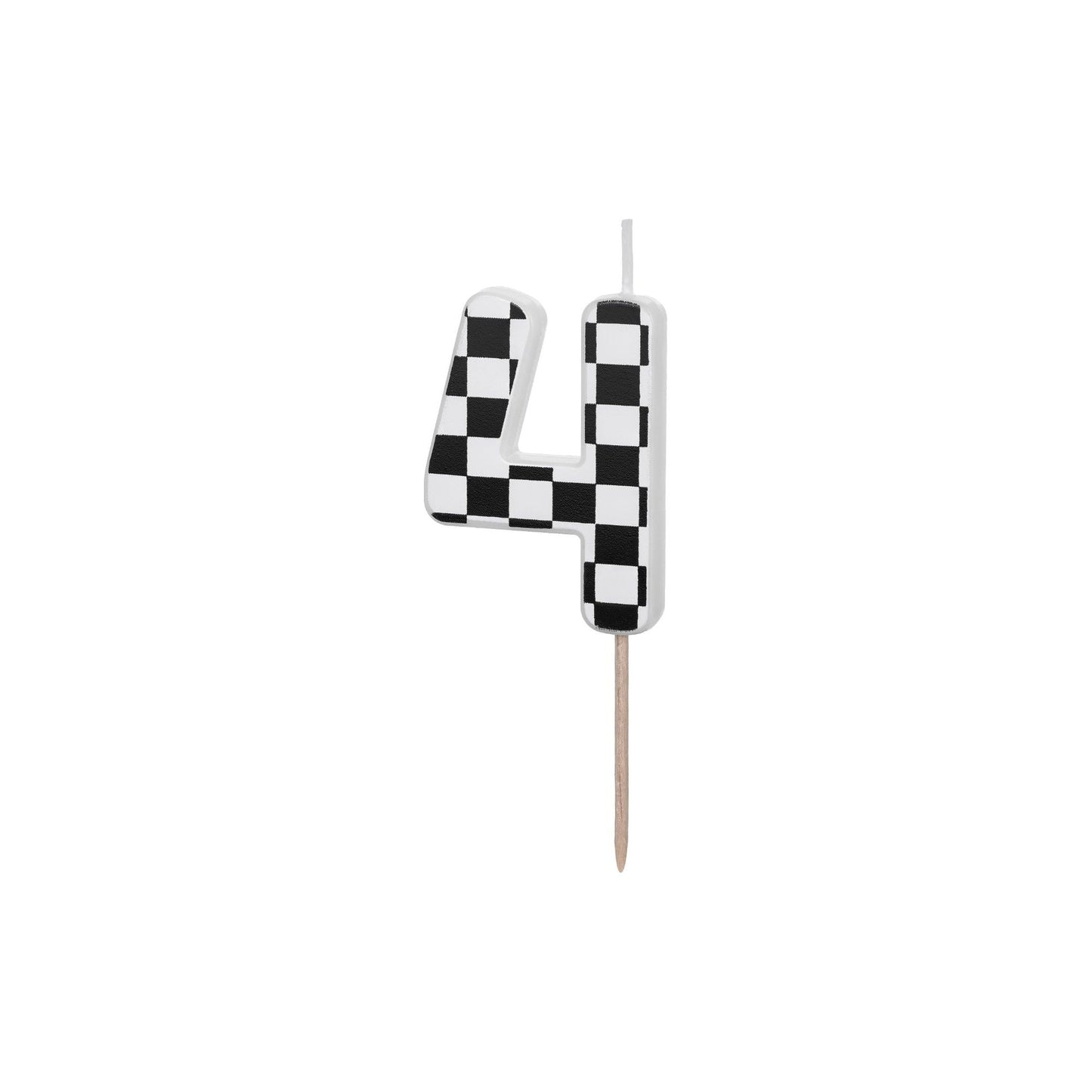 Checkered Fag Pattern Birthday Candle number 4