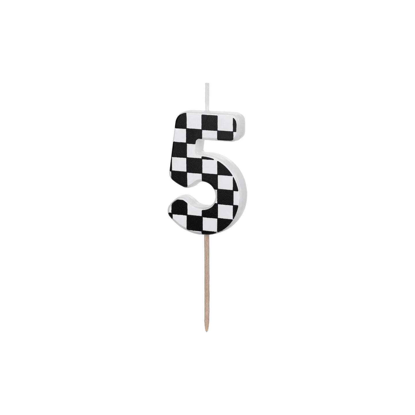 Checkered Fag Pattern Birthday Candle number 5