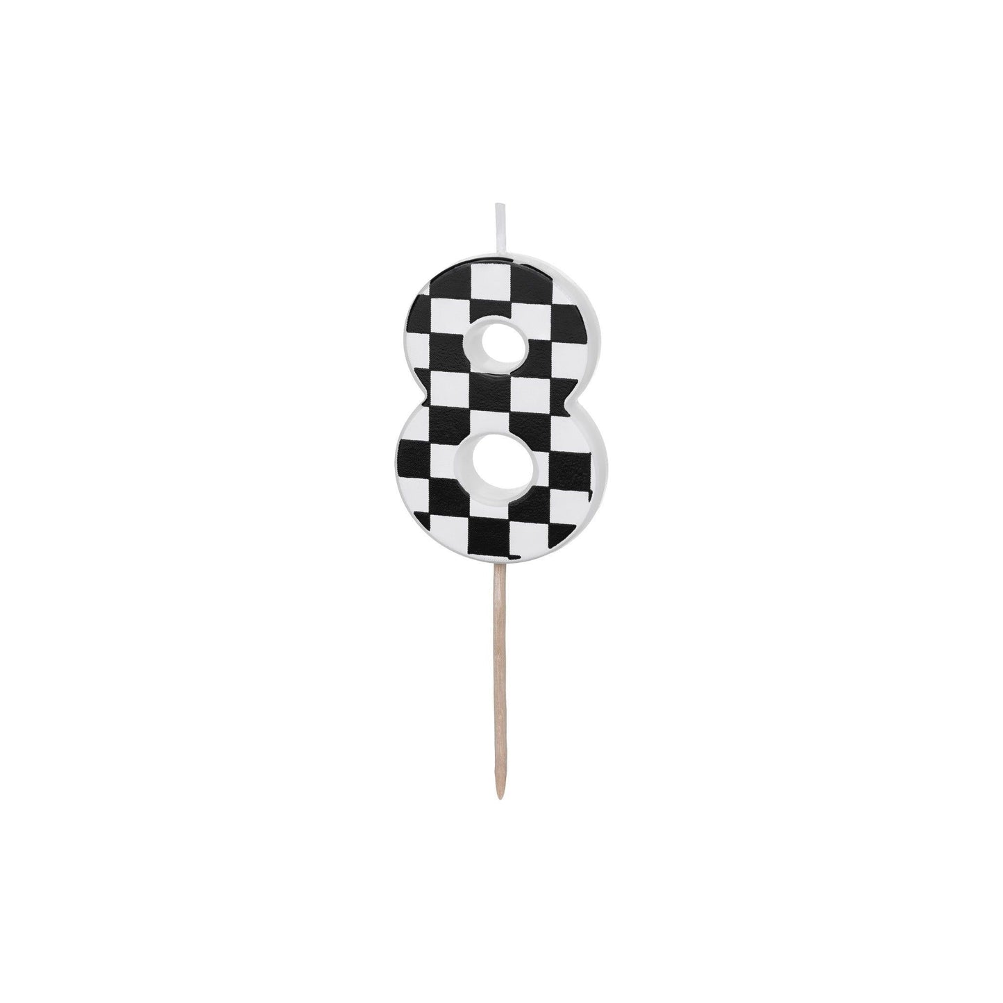 Checkered Fag Pattern Birthday Candle number 8
