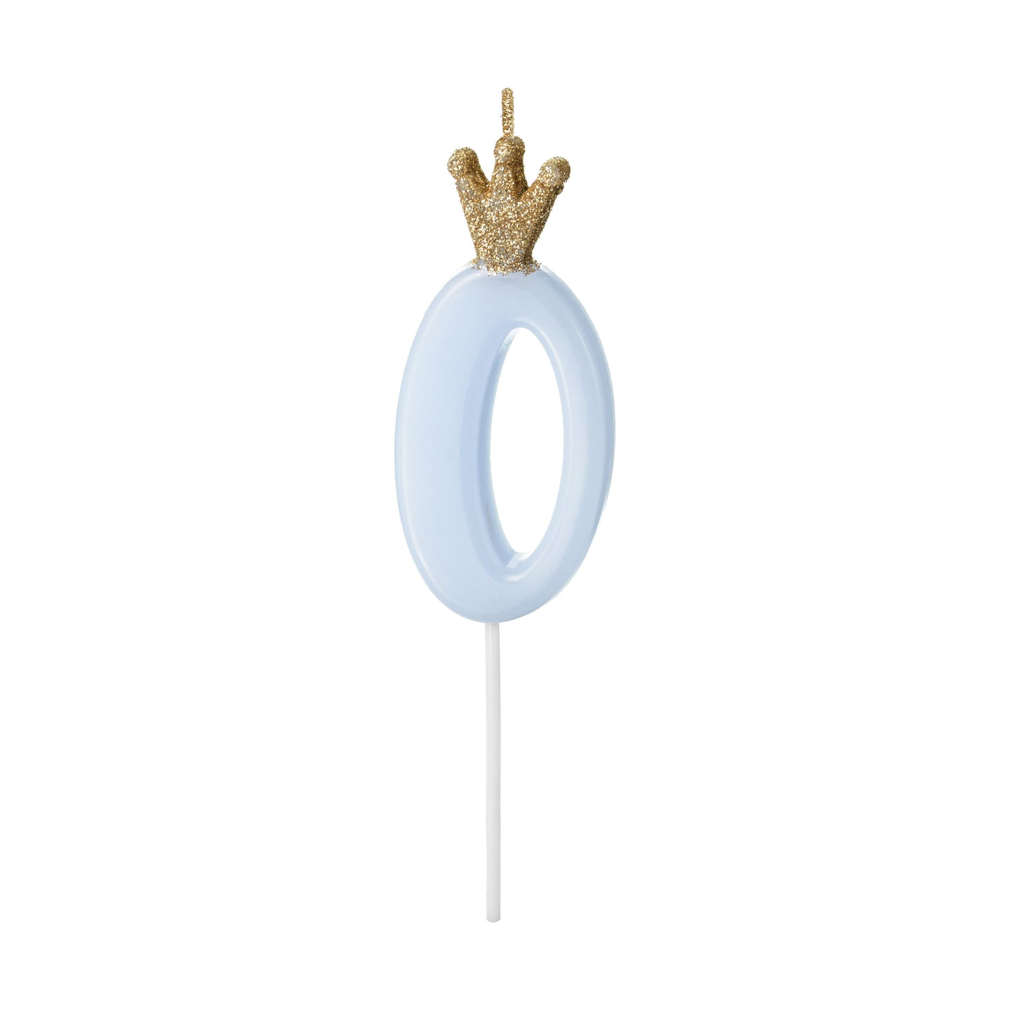 Blue Number 0 Candle with Gold Crown