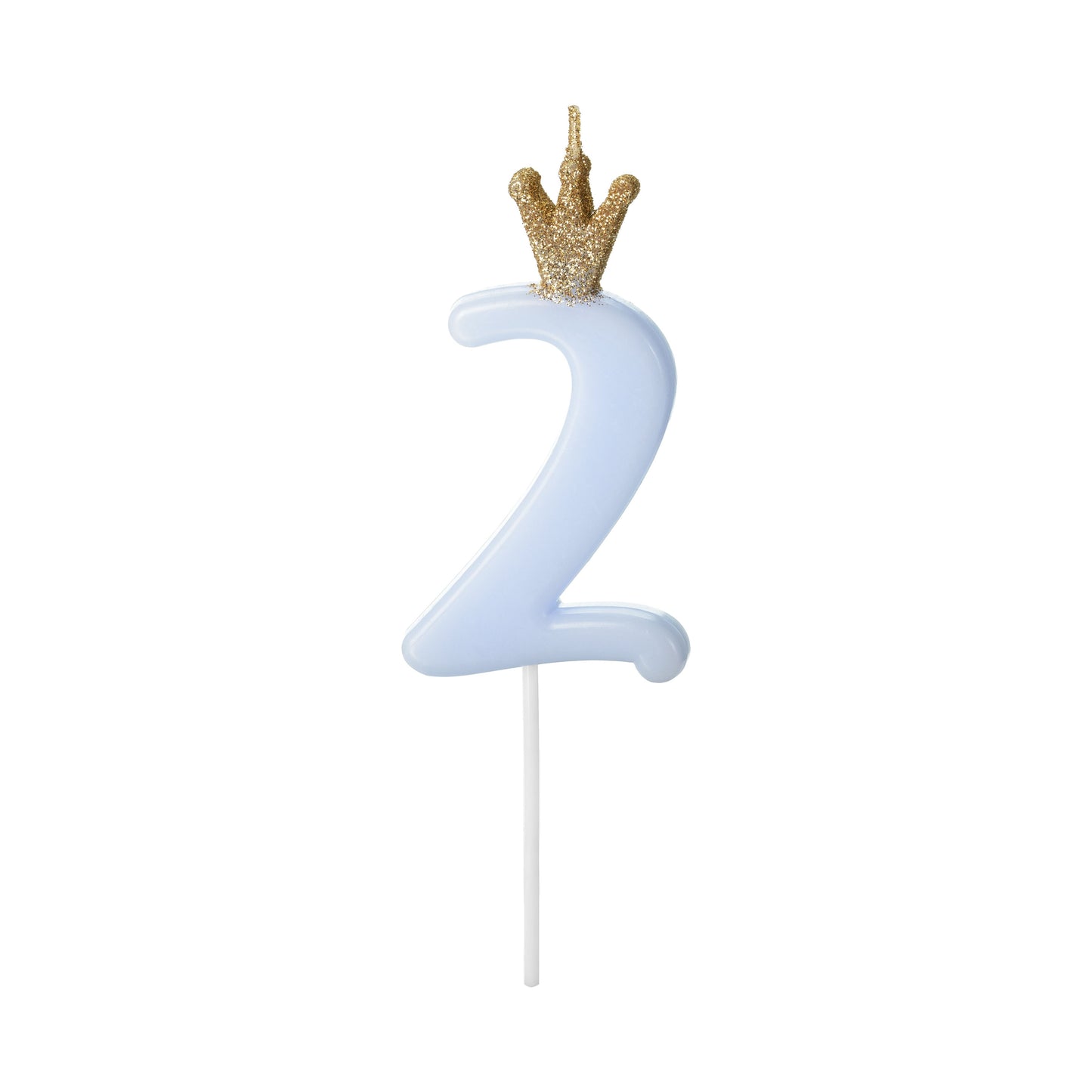 Blue Number 2 Candle with Gold Crown