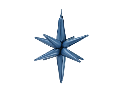 Blue metallic star-shaped balloon on a white background